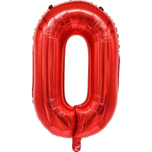 0 Rakam Kırmızı Folyo Balon 34 Inç 76-82  cm