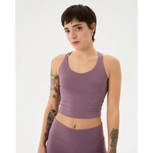 Ayma Active Kadın Lila Halter Half Crop Bluz - EcoVero™ Viskoz, İç Sütyenli, Göğüs Pedli, Halter Yaka, Crop Spor Bluz