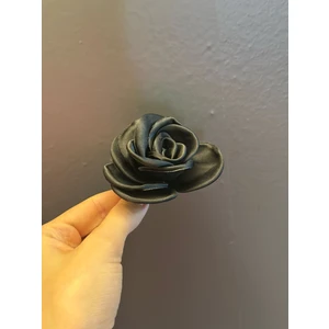 Gönülden Tasarım Siyah Saten Çiçek Broş Yaka Iğnesi Giyim Aksesuarı 8x6 cm