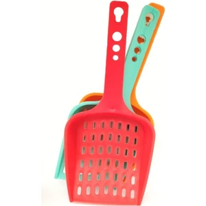 3 Adet Renkli Delikli Kedi Kumu Temizleme Filtre Elekli Dar Aralıklı Kürek Uzunluk 22 cm