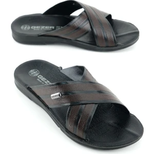 Erkek Yazlık Pu Taban Suni Deri Rahat Taban Ev Bahçe Günlük Terlik