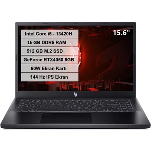Nitro V 15 Intel Core I5 13420H 16GB Ddr5 512GB M.2 SSD Rtx 4050-6GB 60W Freedos 15.6" Fhd IPS 144Hz Taşınabilir Bilgisayar NH.QNBEY.001-1