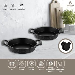 Kuvars 2 Parça Döküm Titanyum Kaplama Omlet Sahan Seti 20-22 cm