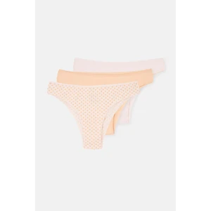 Açık Somon-Soft Pembe Kadın 3'lü Desenli Brazılıan Külot