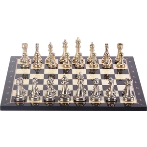 Gift Home Metal Klasik Satranç Takımı Parlak  ve Ceviz Tahtası