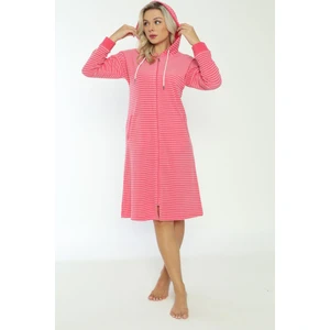 Intensive Collection Kapüşonlu Çizgi Desenli Fermuarlı Elbise