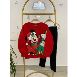 Kız Çocuk 3 Iplik Şardonlu Alt Üst Taytlı Takım Yılbaşı Yeni Yıl Temalı 16088