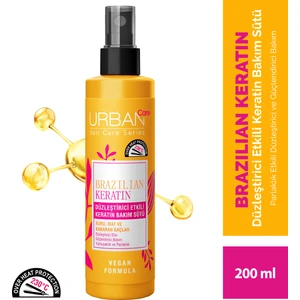 Urban Care Brazilian Keratin Saç Bakım Sütü 200 ml – 230°C Isı Korumalı, Vegan ve Düzleştirici Formül, Kuru ve Kabaran Saçlara Pürüzsüzlük