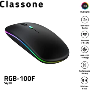 RGB-100F Rgb Işıklı, Efektli, Silent-Sessiz,rf Kablosuz, Bluetooth Mouse - Siyah
