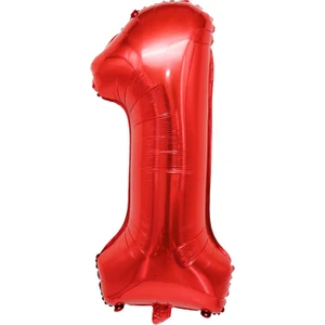 1 Rakam Kırmızı Folyo Balon 34 Inç 76-82  cm