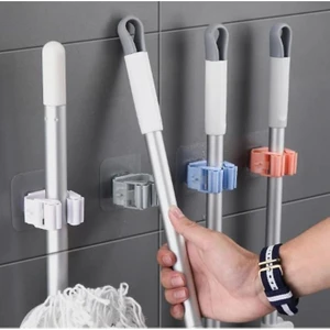 4 Adet Krem Renk Yapışkanlı Pratik Mop Temizlik Fırçası Tutucu