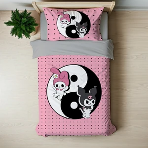 Kuromi Ying Yang Temalı Baskılı Tek Kişilik Nevresim Takımı