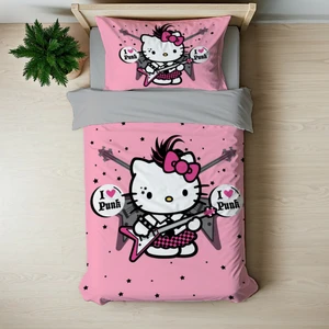 Hello Kitty Temalı Baskılı Tek Kişilik Nevresim Takımı