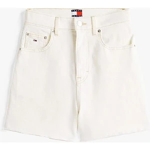 Kadın Th Raw Denim Mom Şort - Beyaz