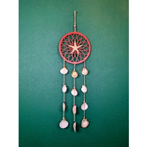 Tuana Trend Ahşap Çember Deniz Kabuklu Makrome Örme Düş Kapanı Duvar Dekor Duvar Kapı Süsü