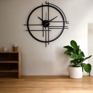 Create Handle 50  cm  Siyah Çelik Duvar Saati – Sessiz Quartz Mekanizma, Paslanmaz ve Dayanıklı Tasarım