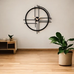 Create Handle 50  cm  Siyah Çelik Duvar Saati – Sessiz Quartz Mekanizma, Paslanmaz ve Dayanıklı Tasarım