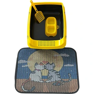 Açık Kedi Tuvaleti - Paspaslı Set -  Sarı