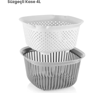 Süzgeçli Kase 4 Litre, Süzgeç Pirinç Süzgeci, Makarna Süzgeci, Çok Amaçlı Süzgeç & Kase