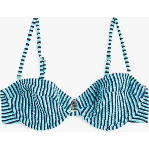 Çıkarılabilir Askılı Dokulu Çizgili Balenli Bikini Üstü