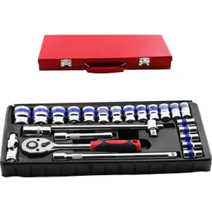 Ekinler El Aletleri Lokma Takımı 24 Parça Uzatma T Kolu Buji Araç Tamir Cırcırlı Chrome Vanadium 1/2
