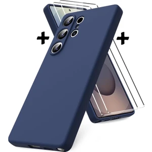 M.TK Moveteck Samsung Galaxy S25 Ultra Kılıf Kamera Korumalı Yumuşak Renkli Silikon + Ekran Koruyucu Nano Cam 2in1 Set