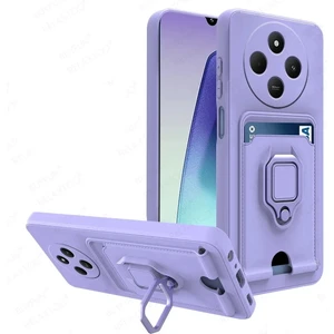 M.TK Moveteck Xiaomi Redmi 14C Kılıf Kamera Korumalı Yüzüklü Kartvizit Bölmeli Ip Askılı Renkli Zuma Silikon