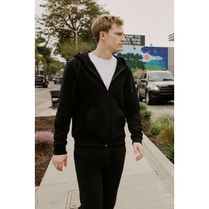 Altınyıldız Classics Erkek Siyah Standart Fit Normal Kesim Içi Polarlı 3 Iplik Kapüşonlu Fermuarlı Sweatshirt Ceket