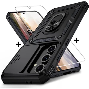 M.TK Moveteck Samsung Galaxy A26 Kılıf Kamera Korumalı Sürgülü Yüzüklü Armor Zırh Kapak +9h Ekran Koruyucu Cam Set