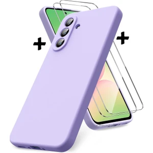 M.TK Moveteck Samsung Galaxy A26 Kılıf Kamera Korumalı Yumuşak Renkli Mat Silikon + 9h Ekran Koruyucu Cam 2in1 Set