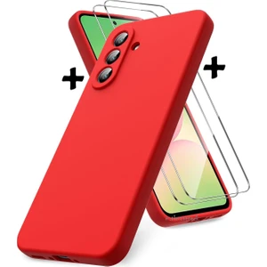 M.TK Moveteck Samsung Galaxy A26 Kılıf Kamera Korumalı Yumuşak Renkli Mat Silikon + 9h Ekran Koruyucu Cam 2in1 Set