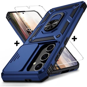 M.TK Moveteck Samsung Galaxy A26 Kılıf Kamera Korumalı Sürgülü Yüzüklü Armor Zırh Kapak +9h Ekran Koruyucu Cam Set