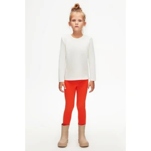 Ekru Basic Mevsimlik Likralı Uzun Kollu Kız Çocuk Tişört
