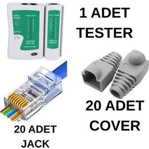 SpeedUF 20 Adet Yeni Nesil CAT5CAT6 Jak+20 Adet Cover Kılıf+Test Cihazı