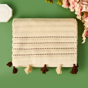 Soft Püsküllü Ayak Havlusu - Bej - 50X70 cm