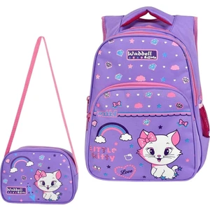 Waddell Lisanslı Little Kitty Baskılı Ilkokul Sırt Çantası & Beslenme Çantası