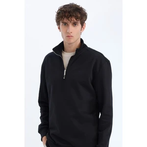 Comfort Regular Fit Rahat Kalıp Fermuarlı Dik Yaka Basic Düz Sweatshirt X7405AZ25SP