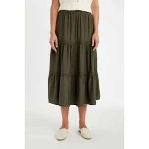 Regular Fit Esnek Belli Basic Düz Belmando Kiloş Midi Etek D5194AX24AU