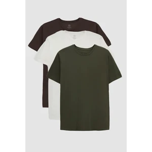 Ds Damat Slim Fit Kahve/haki/ekru 3'lü T-Shirt 4HC14ORTBN533