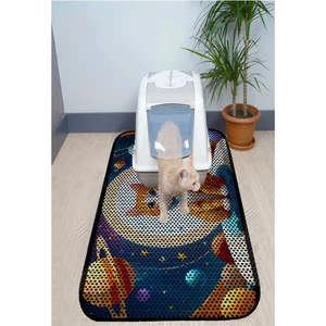 Xxl Büyük Boy Elekli Tuvalet Önü Desenli Kedi Kumu Paspası 60X120 cm