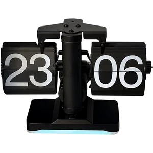 Retro Modern Tarz LED Işıklı Dekoratif Lüks Hediyelik Çevirmeli Flip Masa Konsol Saati