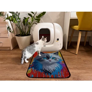 Büyük Boy Elekli Tuvalet Önü Desenli Kedi Kumu Paspası 60 x 80 cm