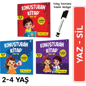 Yükselen Zeka Yayınları Konuşturan Kitap(Türkçe'de En Çok Kullanılan 1000 Kelime) (2-4 Yaş) Yaz-Sil