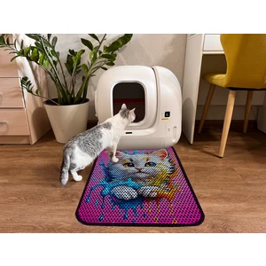 Büyük Boy Elekli Tuvalet Önü Desenli Kedi Kumu Paspası 60 x 80 cm
