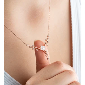 925 Ayar Gümüş Kadın SarmaManolya Çiçeği Kolye ESSAKLY626