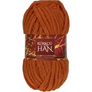 Kürkçü Han Lüks Kadife 100 gr 60M El Örgü İpi Koyu Turuncu
