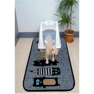 Xxl Büyük Boy Elekli Tuvalet Önü Desenli Kedi Kumu Paspası 60X120 cm
