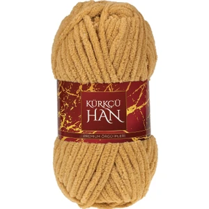 Kürkçü Han Lüks Kadife 100 gr 60M El Örgü İpi Sütlü Kahve