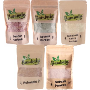 5'li Çorba Paketi (pancar, ıspanak, balkabaklı sebze çorbası, muhallebi, sebzeli pankek)