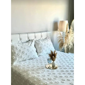Ponpon Desenli 3 Parça Çift Kişilik Yatak Örtüsü